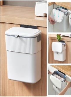 joyzzz 9L Hanging Trash Can With Lid, With Drawstring Design, Installable Small Trash Can, Suitable for Cabinets, Bathrooms and Offices  - Image 1