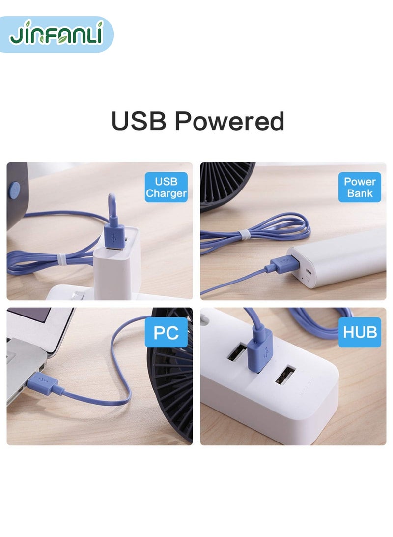 جين فان ل أنا مروحة مكتب USB شخصية صغيرة، مروحة تبريد سطح المكتب المحمولة بثلاث سرعات، تعمل بمنفذ USB، رياح قوية، تشغيل هادئ، مناسبة للمنزل والمكتب والسيارة والسفر في الهواء الطلق، لون أزرق داكن - Image 5