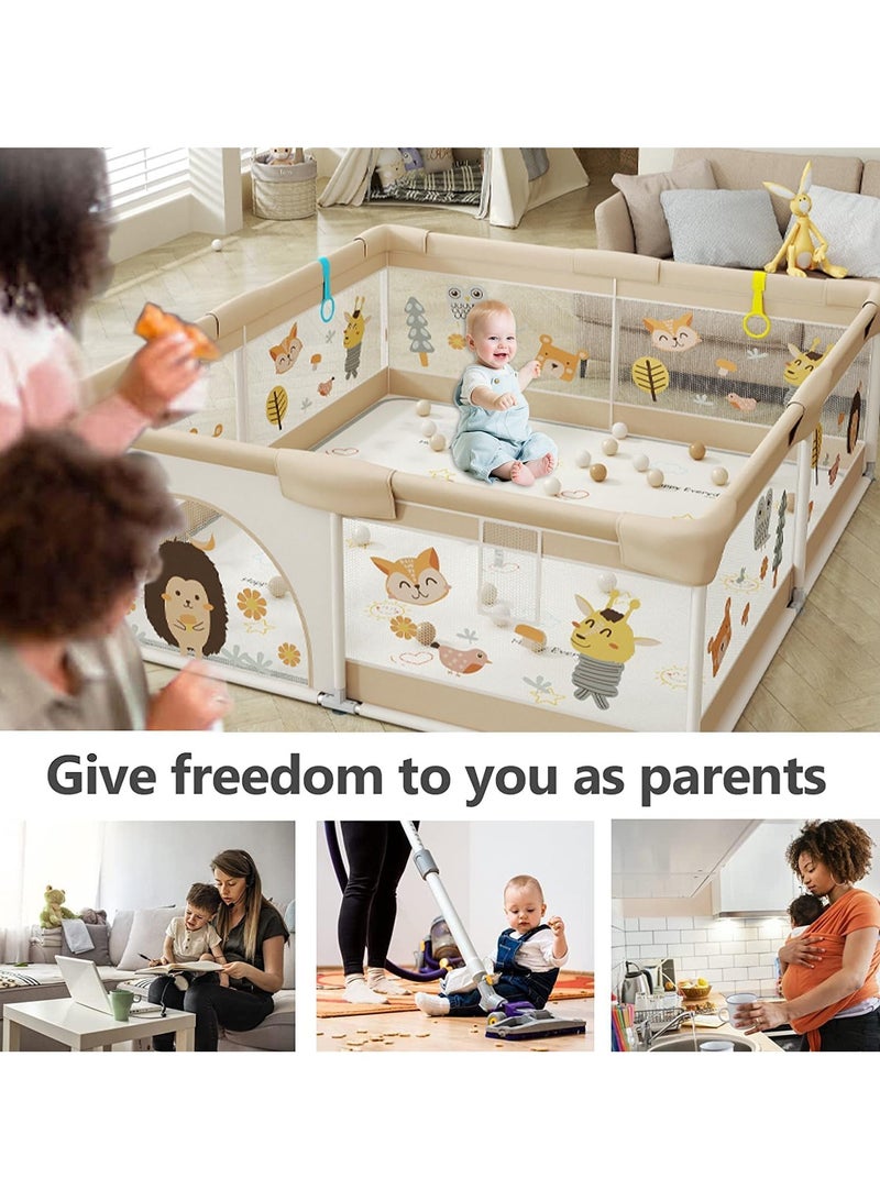 Mr. Penda Baby Playpen, Baby and Toddler Fence, 180 x 200cm Baby Fence Play Area, Children's Playground, Portable Children's Activity Centre, Non-Slip Suction Cups and Soft, Breathable - Image 5