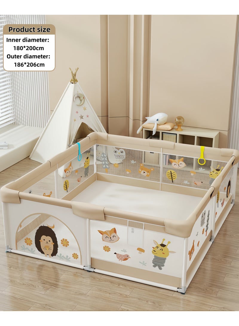 Mr. Penda Baby Playpen, Baby and Toddler Fence, 180 x 200cm Baby Fence Play Area, Children's Playground, Portable Children's Activity Centre, Non-Slip Suction Cups and Soft, Breathable - Image 2