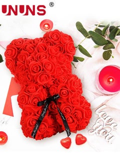UNUNS Rose Bear,Hand Made Rose Teddy Bear Flowers,Rose Teddy Flowers Bear Gifts For Friend,Including Transparent Gift Box  - Image 2