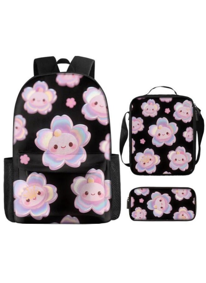 Generic [Super new special offer] Cartoon theme bag three-piece set | double-shoulder + hand-held + storage pen bag | gift self-use good-looking - 140  - Image 2
