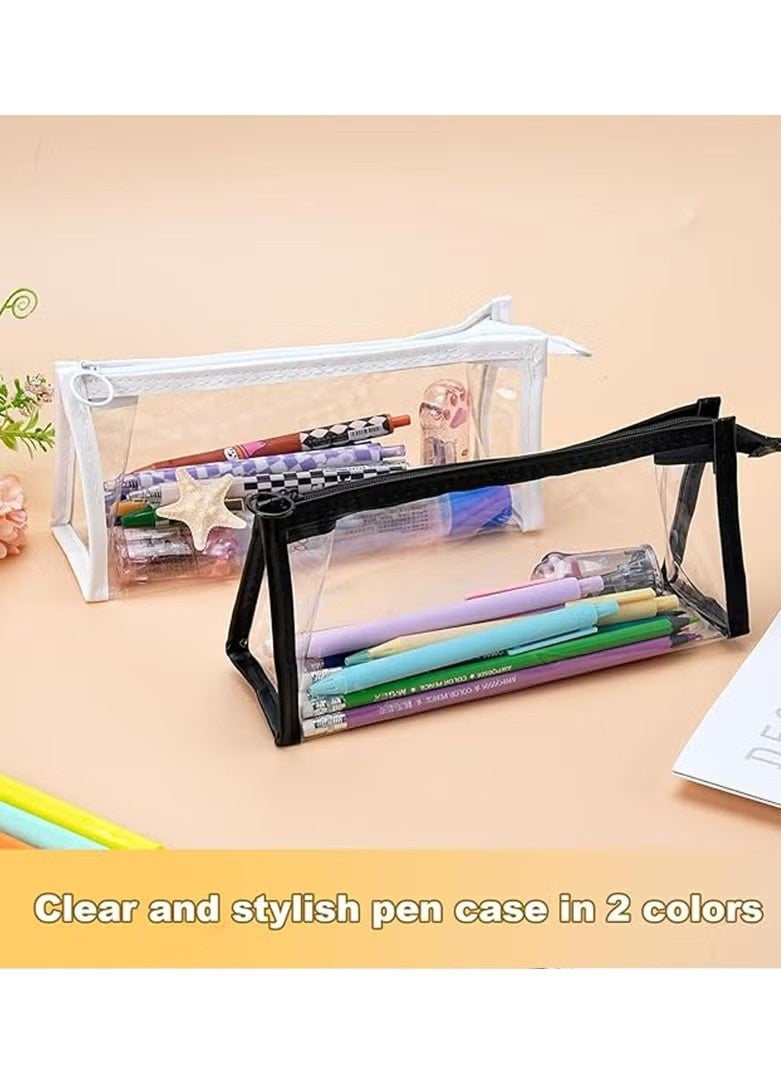 2PCS clear pencil cas, Big Capacity Pencil Case, transparent pouch, makeup bag, Clear Exam Pencil Case, Waterproof PVC Zippered Cosmetic Storage Pouch, Travel Luggage Pouch Make up Cosmetic Bag - Image 4
