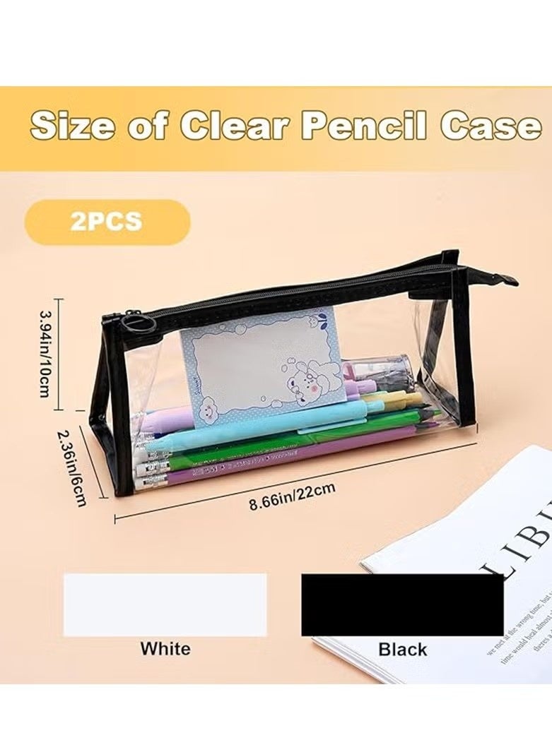 2PCS clear pencil cas, Big Capacity Pencil Case, transparent pouch, makeup bag, Clear Exam Pencil Case, Waterproof PVC Zippered Cosmetic Storage Pouch, Travel Luggage Pouch Make up Cosmetic Bag - Image 3