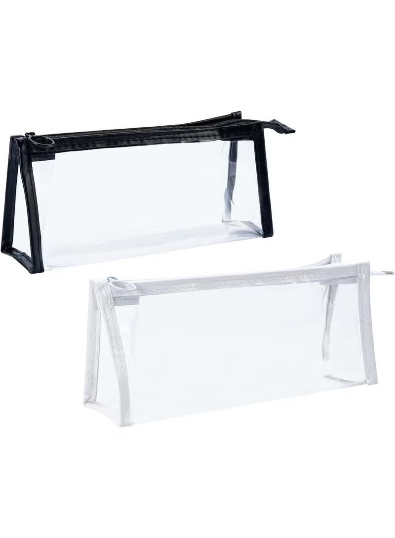2PCS clear pencil cas, Big Capacity Pencil Case, transparent pouch, makeup bag, Clear Exam Pencil Case, Waterproof PVC Zippered Cosmetic Storage Pouch, Travel Luggage Pouch Make up Cosmetic Bag - Image 2