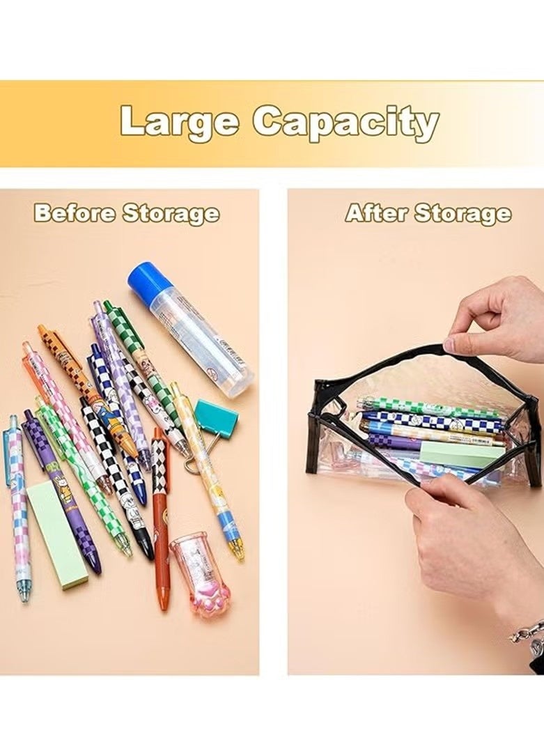 2PCS clear pencil cas, Big Capacity Pencil Case, transparent pouch, makeup bag, Clear Exam Pencil Case, Waterproof PVC Zippered Cosmetic Storage Pouch, Travel Luggage Pouch Make up Cosmetic Bag - Image 5
