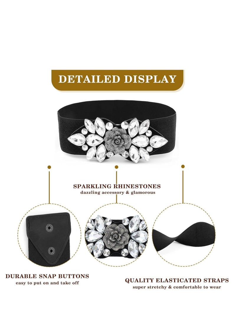 أوزيغالور حزام ماس مرن وواسع ذو الأحجام المتدرجة الثقيلة المغلف بالماس الإكسسوارات الخصر للنساء الفساتين - Image 2