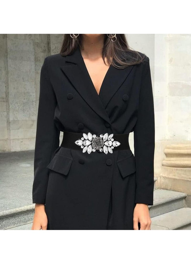 أوزيغالور حزام ماس مرن وواسع ذو الأحجام المتدرجة الثقيلة المغلف بالماس الإكسسوارات الخصر للنساء الفساتين - Image 4