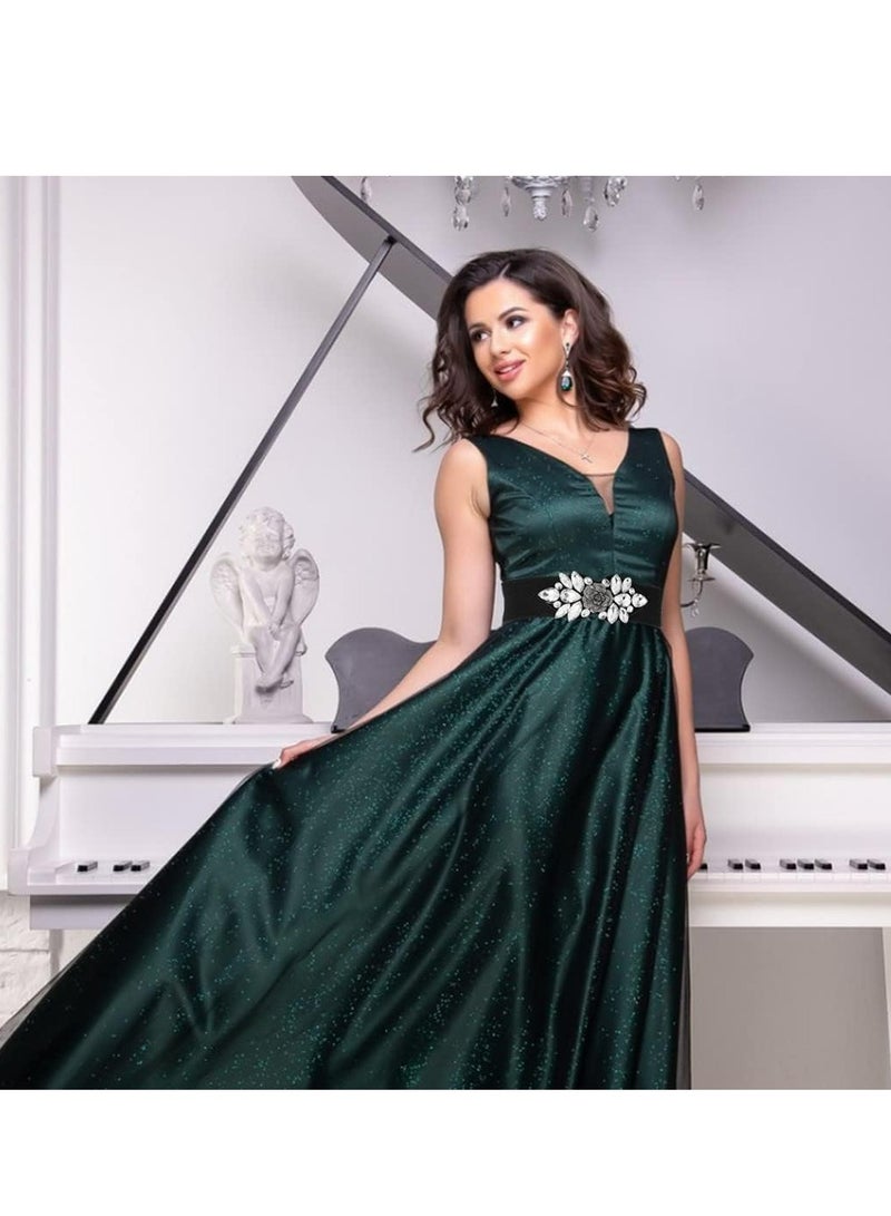 أوزيغالور حزام ماس مرن وواسع ذو الأحجام المتدرجة الثقيلة المغلف بالماس الإكسسوارات الخصر للنساء الفساتين - Image 5