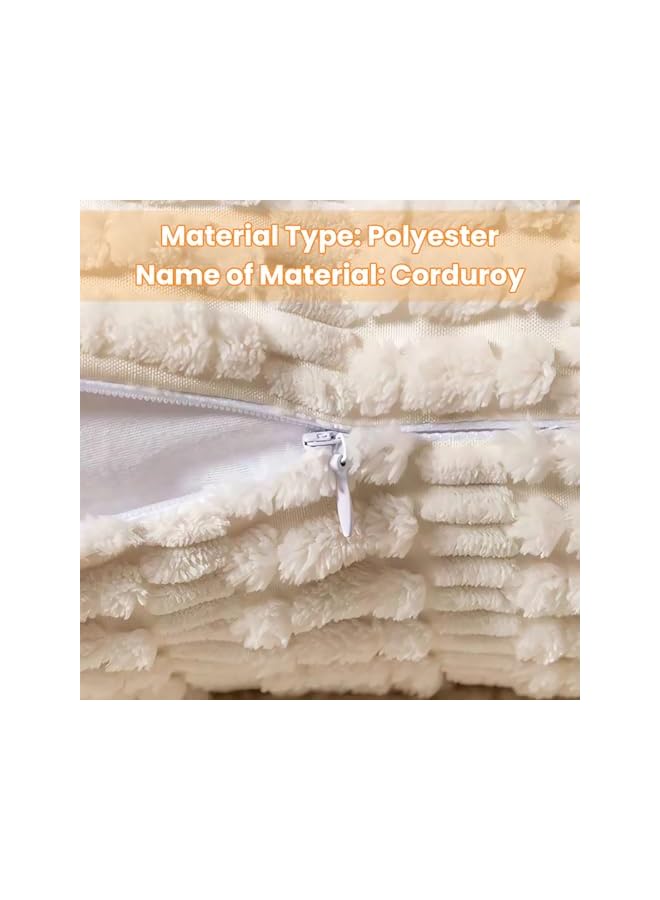 The Bros Corduroy Decorative Throw Pillow Covers 18x18 Inch Soft Boho Striped Pillow Covers Modern Farmhouse Home Decor for Spring Sofa Living Room Couch Bed Cream White(Pack of 2) - Image 3