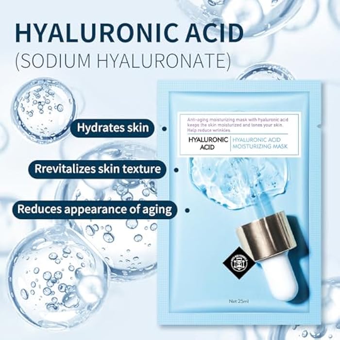 YAFUSIPE Face Mask Skin Care Hydrating Anti Aging Facial Mask Hyaluronic Acid Sheet Pack Deep Moisturizing Hydration Facemask Sheets for Women SkinCare Beauty Smoothing Rejuvenating Growing Gifts10 Sheets - Image 3