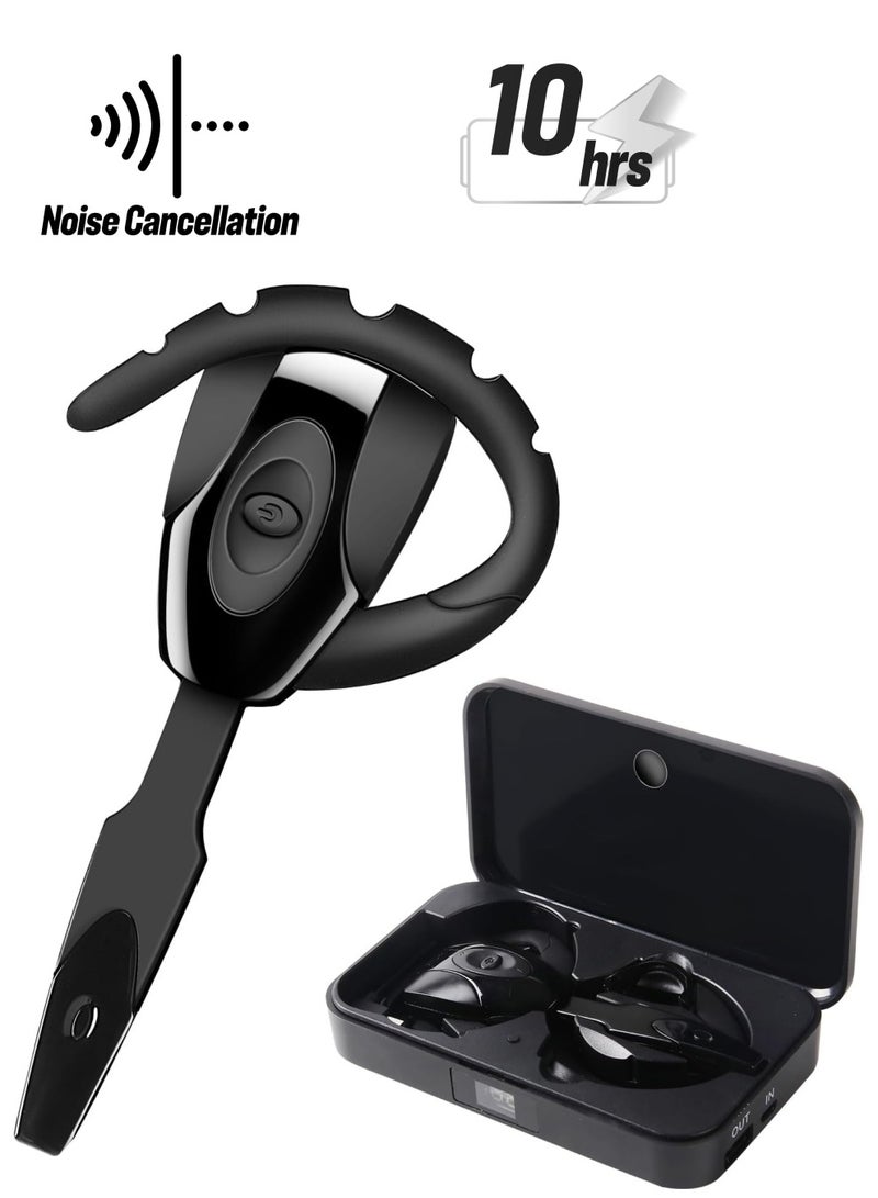 SYOSI Bluetooth Headset Wireless, Hanging Ear Bluetooth Earphone with Microphone, Standby Time 160 Hours, for Business Office Driving, Supports iPhone Android PS3 (Headphones + Charging Case- Style 5)  - Image 1