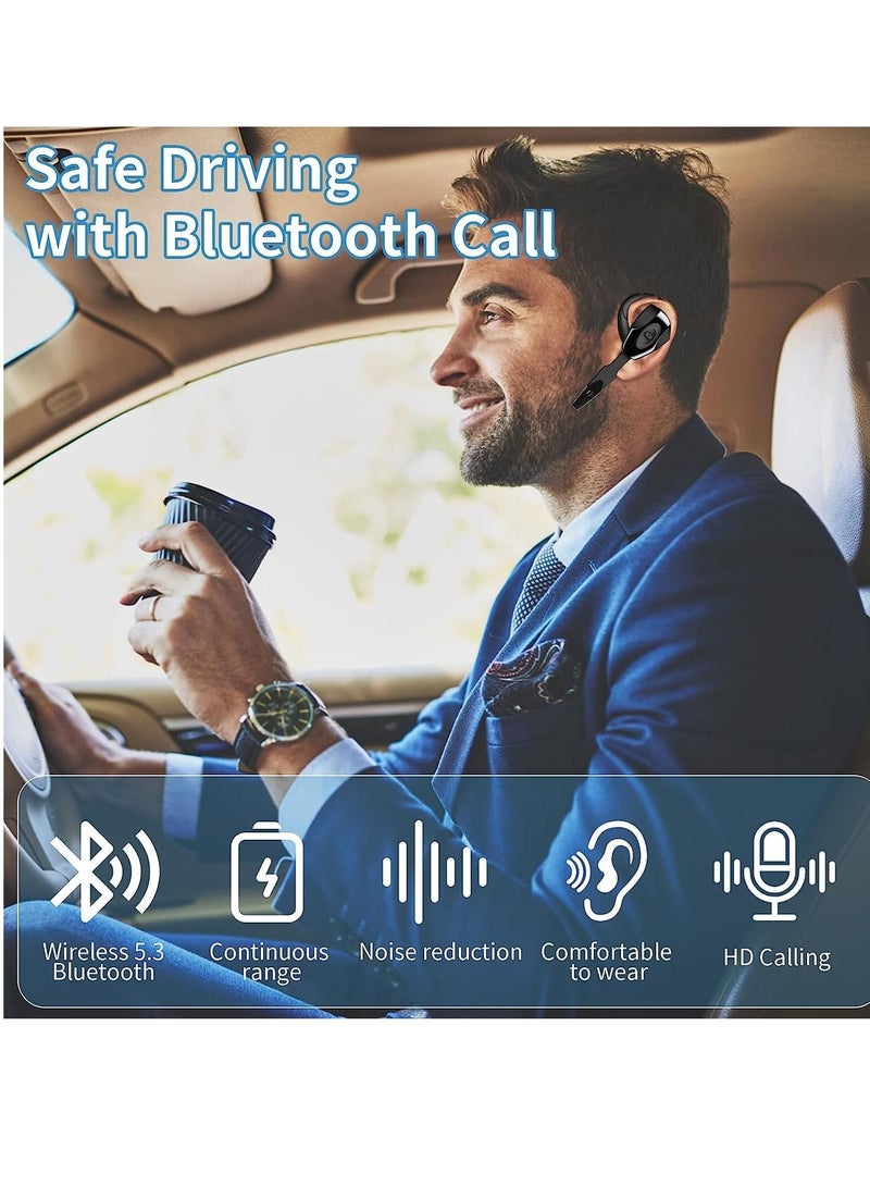 SYOSI Bluetooth Headset Wireless, Hanging Ear Bluetooth Earphone with Microphone, Standby Time 160 Hours, for Business Office Driving, Supports iPhone Android PS3 (Headphones + Charging Case- Style 5)  - Image 2