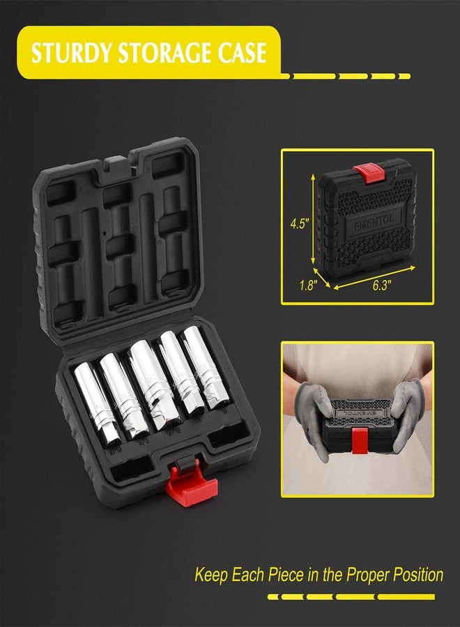 EMENTOL 5PCS 3/8" Drive Magnetic Spark Plug Socket Set, CR-V, Includes 14mm, 16mm Thin Wall Sockets and 9/16", 5/8", 13/16" - Image 5