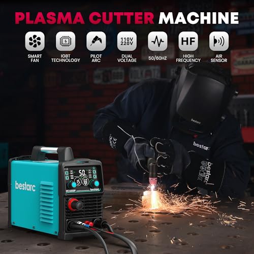 bestarc Plasma Cutter, [Pilot Arc][Large LED Display][Air Sensor] 50A bestarc Plasma Cutter Machine 110/220V Dual Voltage, 1/2 Inch Clean Cut 4/5 Inch Max Cut, Post Flow Mesh, 2T/4T for Beginners DIY - Image 3