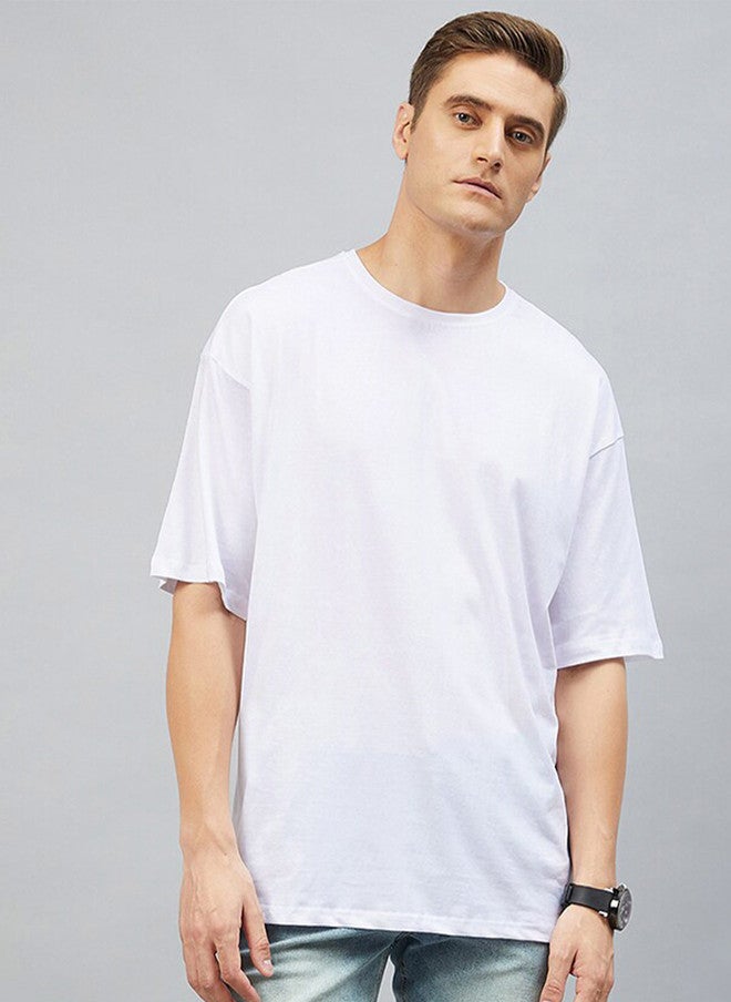 CHIMPAAANZEE Men White V-Neck Oversized T-shirt - Image 1