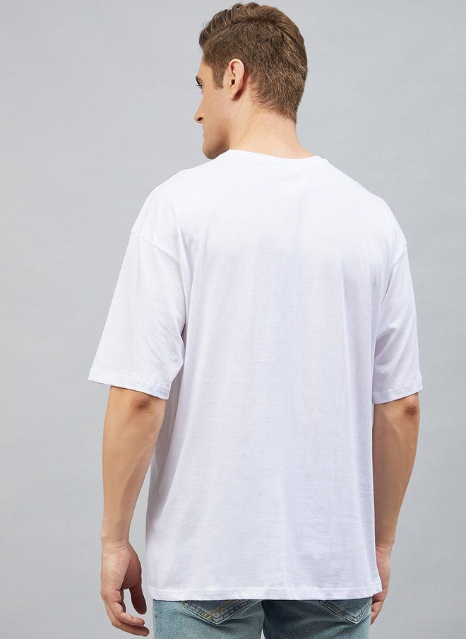 CHIMPAAANZEE Men White V-Neck Oversized T-shirt - Image 5