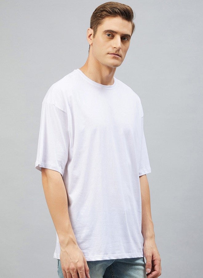 CHIMPAAANZEE Men White V-Neck Oversized T-shirt - Image 3