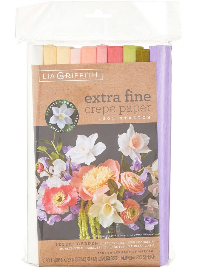 Creativity Inspired Lia Griffith PLG11028 Extra Fine Crepe Paper, 53.3 Total Square Feet, Secret Garden, 10 Count, 10 Count - Image 1