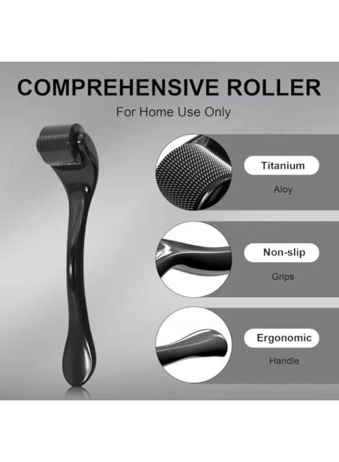Chabeia Microneedling 540 Derma Roller Dermaroller 1.55mm Titanium Face Beard Roller (Black Handle+ Black Roller) - Image 5