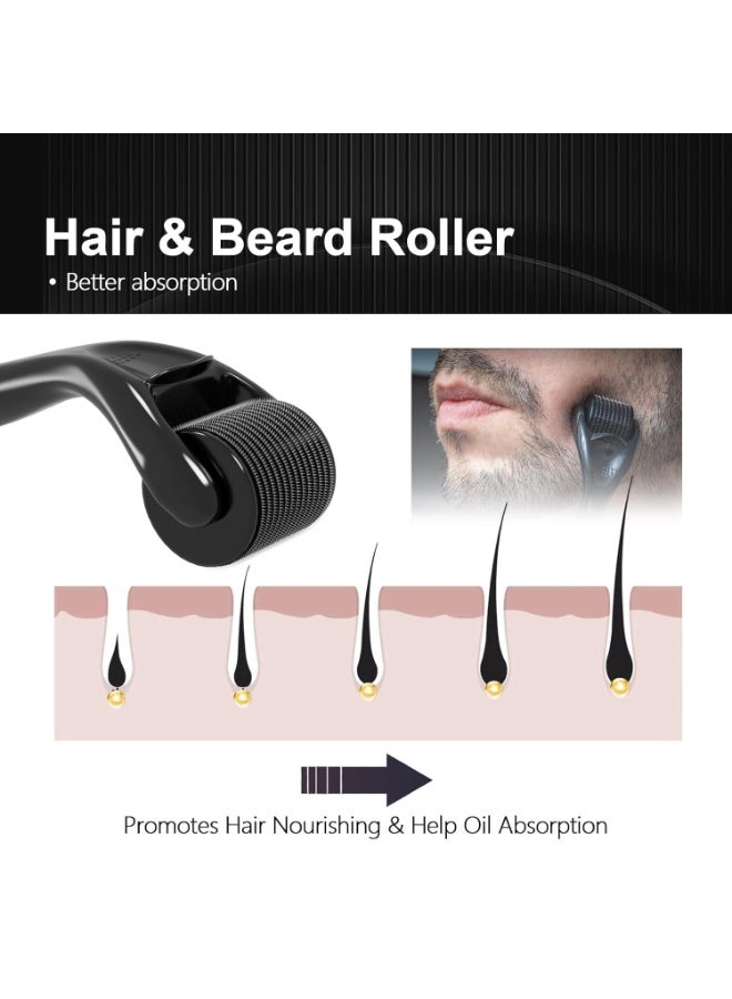Chabeia Microneedling 540 Derma Roller Dermaroller 1.55mm Titanium Face Beard Roller (Black Handle+ Black Roller) - Image 2