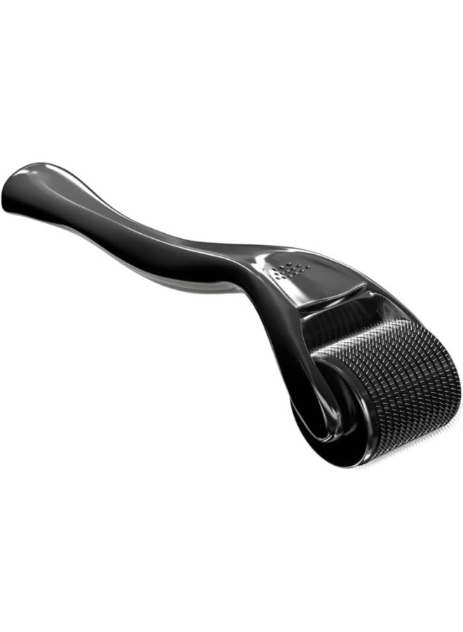 Chabeia Microneedling 540 Derma Roller Dermaroller 1.55mm Titanium Face Beard Roller (Black Handle+ Black Roller) - Image 1