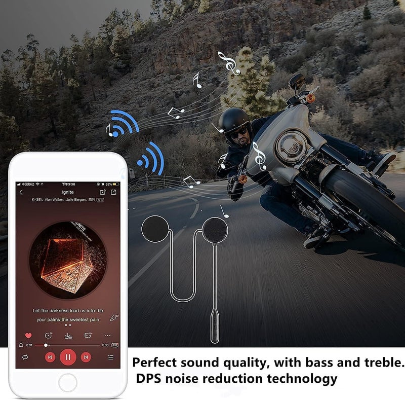 Motorcycle Helmet Bluetooth Headset, , Waterproof Sports Headset for Outdoor, Speakers Hands Free, Music Call Control, Bluetooth 5.0, 60 Hours Playing time High Sound System - Image 5