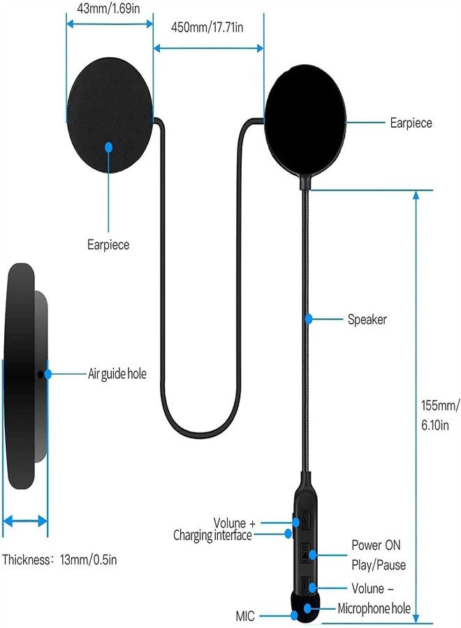 Excefore EXCEFORE, Motorcycle Helmet Bluetooth Headset, Waterproof Sports Headset for Outdoor, Speakers Hands Free, Music Call Control, Bluetooth 5.0, 60 Hours Playing time High Sound System - Image 4