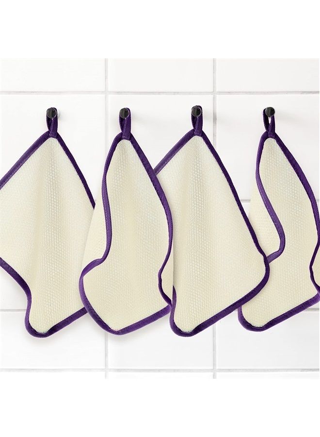 Tatuo 5 Pieces Exfoliating Face and Body Wash Cloths Towel Weave Bath Cloth Exfoliating Scrub Cloth Massage Bath Cloth for Women and Men (Purple Edge,10.63 x 9.05 Inch) - Image 3