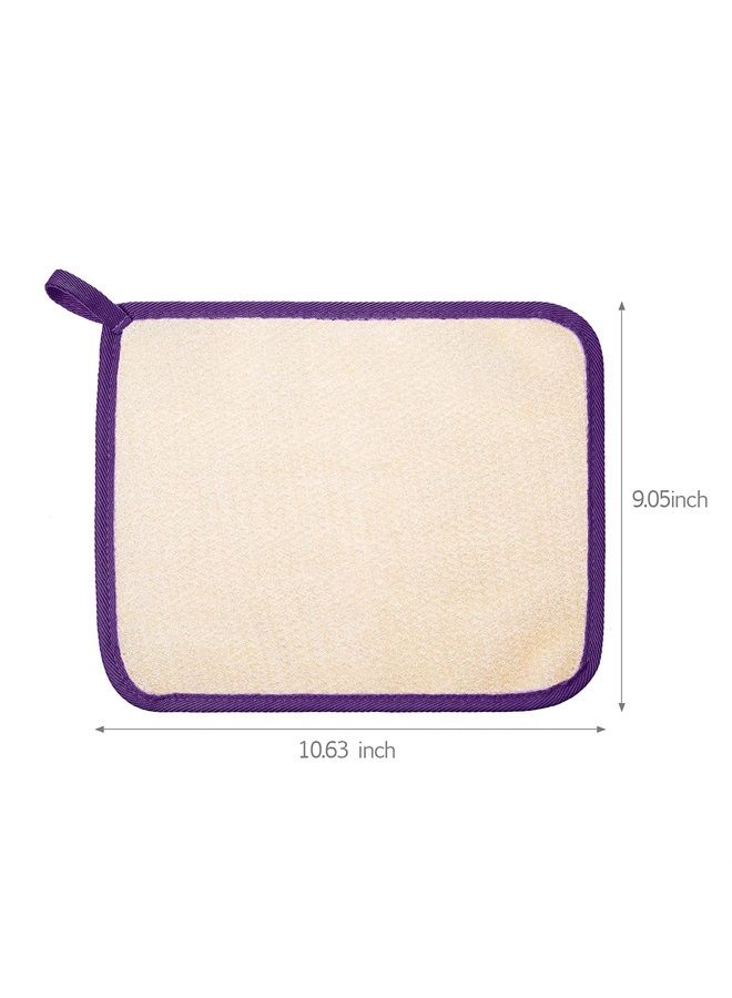 Tatuo 5 Pieces Exfoliating Face and Body Wash Cloths Towel Weave Bath Cloth Exfoliating Scrub Cloth Massage Bath Cloth for Women and Men (Purple Edge,10.63 x 9.05 Inch) - Image 2