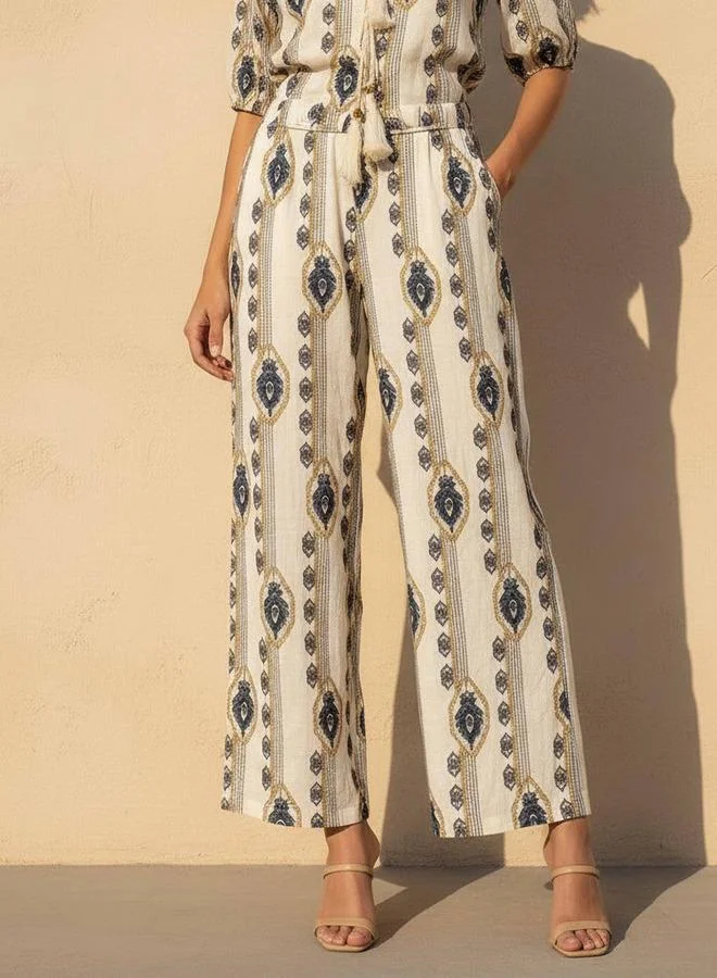 تواكستريمز 2Xtremz Wide Leg Mid-Rise Embroidered Trousers