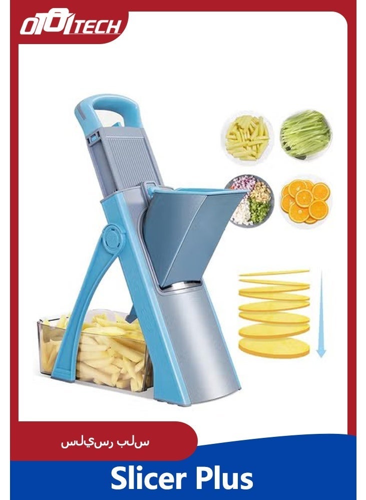 0TO1 TECH Slicer Plus, Adjustable Potato Slicer, Vegetable Chopper Food Slicer, Fries Cutter, Veggie Salad Chopper Kitchen Chopping Artifact Gifts (Blue) - Image 1