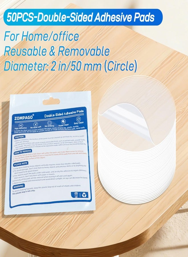 ZOMPAGO 50PCS Heavy Duty Double Sided Adhesive Mounting Circle Tape- Waterproof,Strong Adhesion,Clear, High Strength,Residue- No Residue,Free Removability for Hanging,Waterproof Adhesive for Shower - Image 2