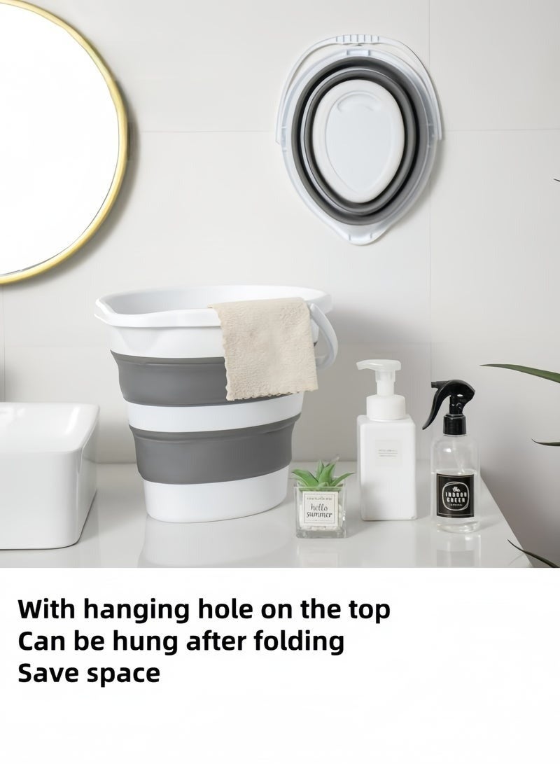 10L Collapsible Foldable Bucket – BPA-Free Portable Water Container, Space-Saving Design, Multi-Purpose for Home, Car Wash, Camping, Fishing & Outdoor Cleaning – Grey, Single Pack - Image 5