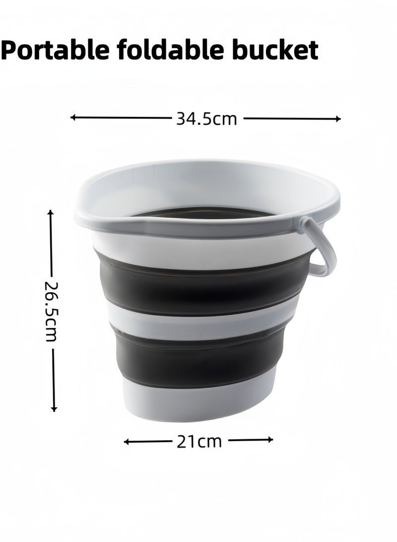 10L Collapsible Foldable Bucket – BPA-Free Portable Water Container, Space-Saving Design, Multi-Purpose for Home, Car Wash, Camping, Fishing & Outdoor Cleaning – Grey, Single Pack - Image 3