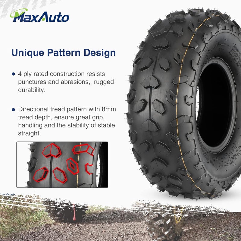 MaxAuto إطارات ماكس أوتو ATV 19x7-8 بدون أنبوب رياضية، مجموعة من 2 - Image 4