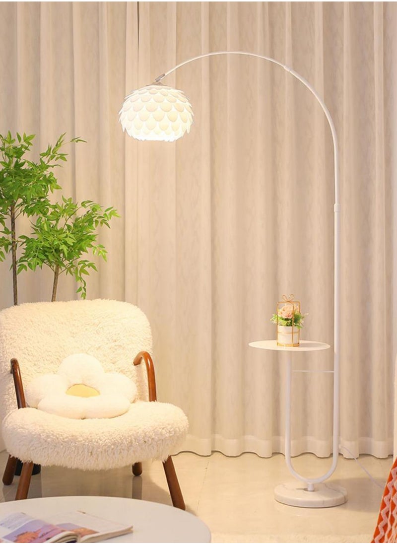 Onelight - Modern Petal Tricolor Dimming Floor Lamp With Shelf Versatile Iron Art LED Standing Lamp With Table For Living Room Bedroom Sofa Side Floor Lighting With Shelf 12W - Image 1