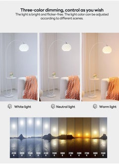 Onelight Modern Petal Tricolor Dimming Floor Lamp With Shelf Versatile Iron Art LED Standing Lamp With Table For Living Room Bedroom Sofa Side Floor Lighting With Shelf 12W  - Image 5