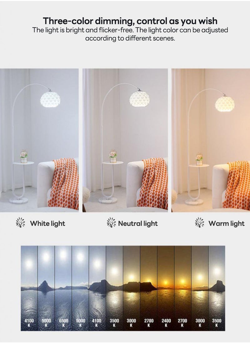 Onelight - Modern Petal Tricolor Dimming Floor Lamp With Shelf Versatile Iron Art LED Standing Lamp With Table For Living Room Bedroom Sofa Side Floor Lighting With Shelf 12W - Image 1