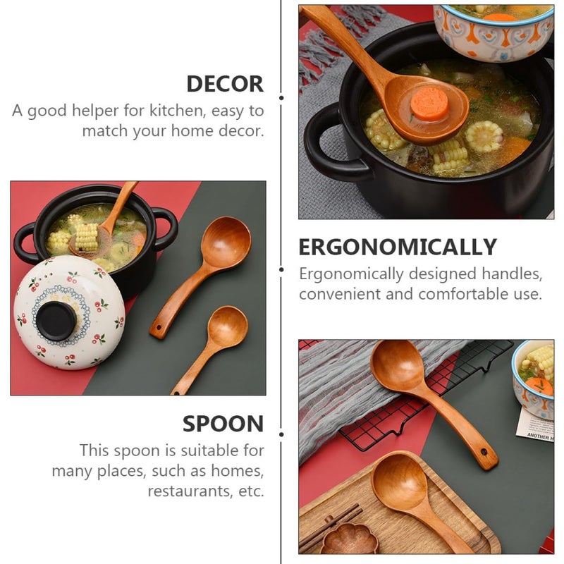 Wooden Long Handle Soup Ladle Large Serving Spoon For Hot Pot And Home Kitchen - Image 4