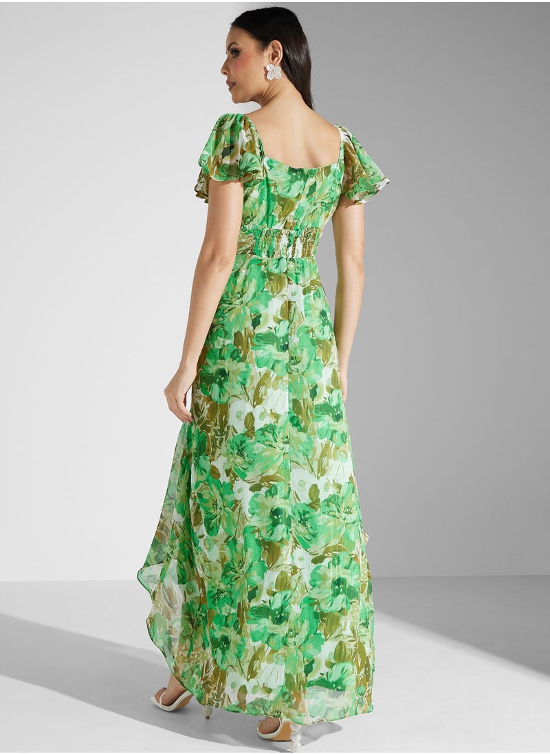 TFNC - Floral High Low Ruffle Dress - Image 1