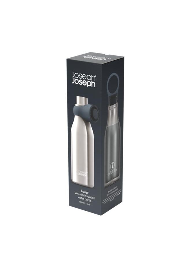 Joseph Joseph Loop Vacuum Insulated Stainless Steel Elegant Water Bottle Silver 500ml  - Image 4