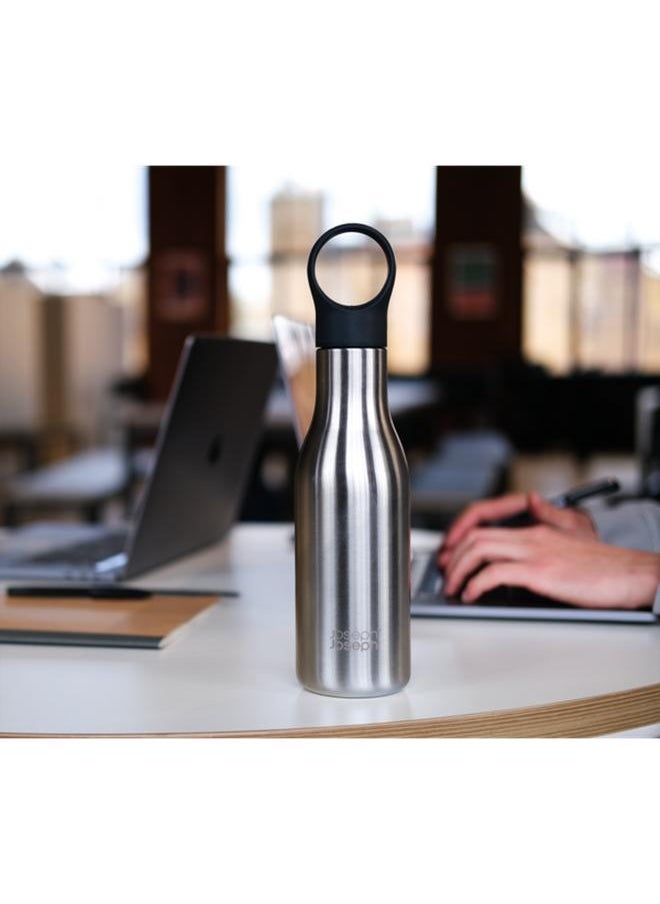 Joseph Joseph Loop Vacuum Insulated Stainless Steel Elegant Water Bottle Silver 500ml  - Image 5