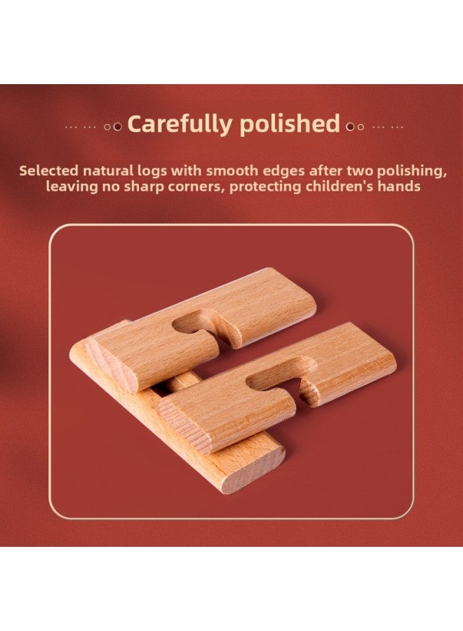 Kong Ming Lock Luban Lock Full Set Of Intelligence Unlock Suit Wooden Primary School Children's Nine-chain Educational Toys 38 Sets-Color:Luban Lock 【beech Six-piece Set】 Storage Box Difficult - Image 4