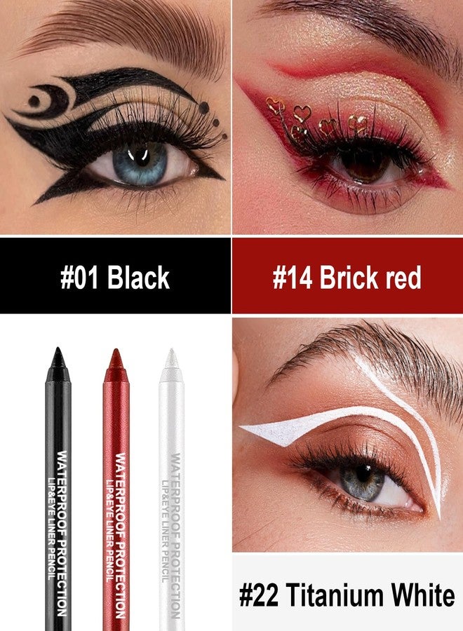 LemonSac 3 Colorful Eyeliner Pen Set, Eye Shadow Pencil, Pearl Eyeliner Kit Metallic Glitter Eye liner Pencil for Women Eye&Lip Liner Professional Eye Makeup Set Colorful Eye Color (3PCS C) - Image 2