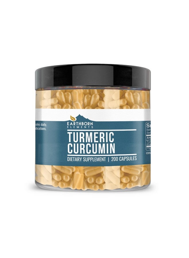 Earthborn Elements Turmeric Curcumin 200 Capsules, Pure & Undiluted, No Additives - Image 1