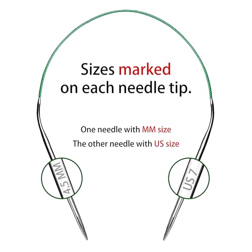 cuteDIY Size 7 Circular Knitting Needles 16 Inch Round Metal (Etched US&mm, Color-Coded Cable, Smooth Join) - Image 4