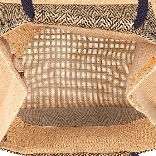 Jute Cottage Eco-Friendly Lunch Tote Bag for Men | Black Printed Jute Tiffin Bag with Zip | Handcrafted Sustainable Carry Bag for Office, Travel, Daily Use - Image 4