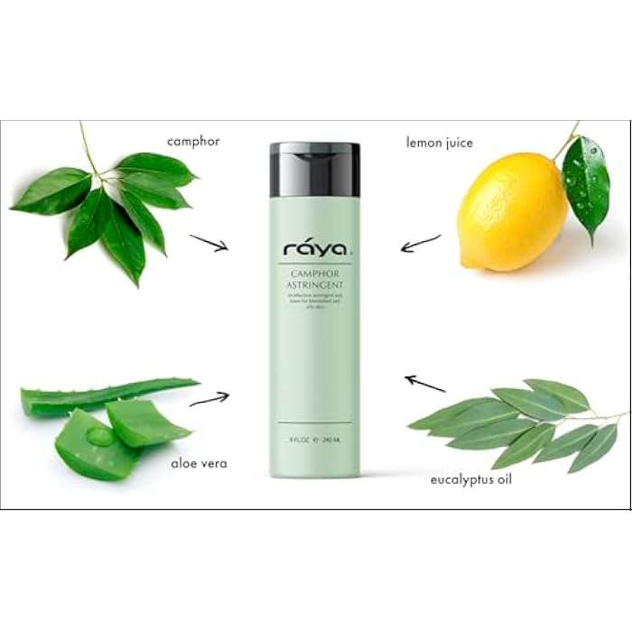 RAYA Camphor Astringent (204) - Facial Toner for Oily and Break-Out Skin, Dries Up Blemishes and Controls Excessive Oiliness, Made with Camphor and Eucalyptus, Skin Essence for Acne Prone Skin, 8 oz - Image 2