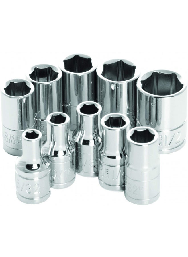 Performance Tool Performance Tool W36002 1/4" Drive 6-point SAE Socket Set, 10-Piece 